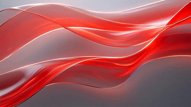 Abstract red flowing lines on gray background