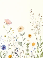 Delicate watercolor botanical digital paper floral background in soft basic beige tones © Anna Sokol