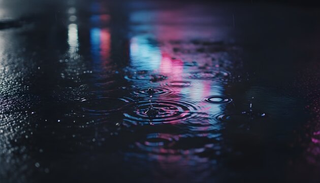 Glowing Neon Reflection in Puddle Motion