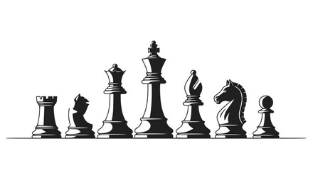 Chess Pieces Lineup - Strategy, Competition, and Intellectual Game Concept © Ellaut