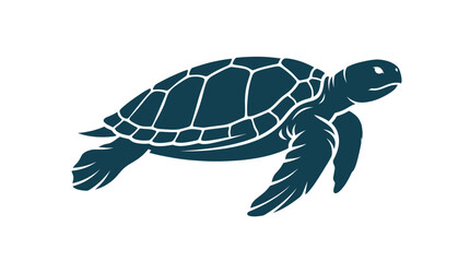 Majestic sea turtle silhouette with detailed shell pattern © meja