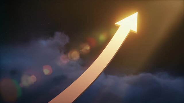 希望の光と上昇矢印が示す成長の未来