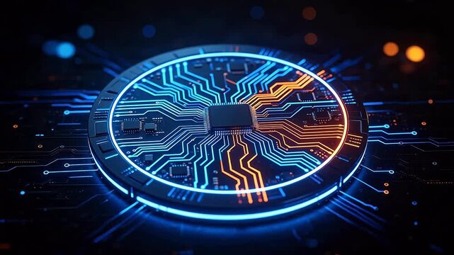 Circuit board with glowing lines