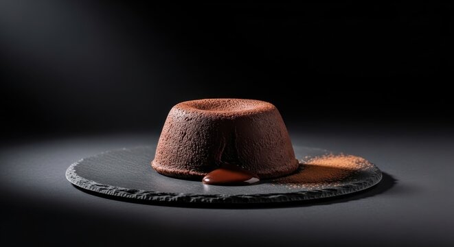 An  Brown Dessert in  Made Environment on A dark Background.