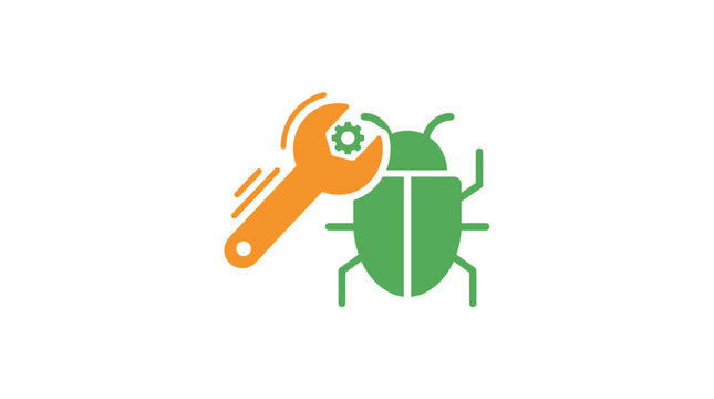Software Bug Fixing and Debugging Icon with Wrench