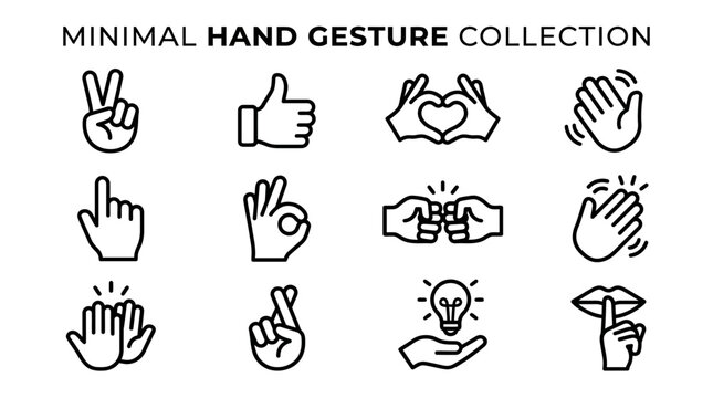 Minimal hand gesture icons collection.