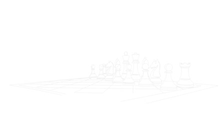 Minimalist Chess Pieces Outline on White Background © Fafa