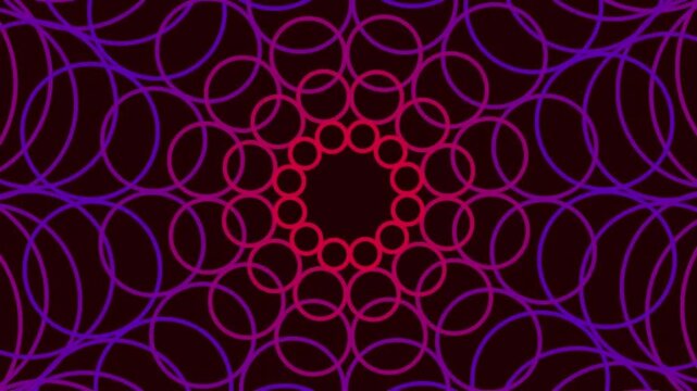 Abstract pulsating pink and purple geometric circle pattern animation