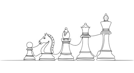 Chess Pieces Line Art Graph Growth Strategy © Fafa