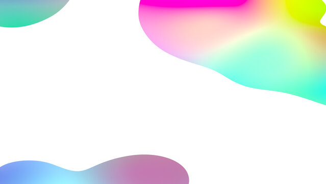 Three large colorful liquid gradient drops and floating pastel fluid shapes isolated on a transparent background for digital art and modern presentations.