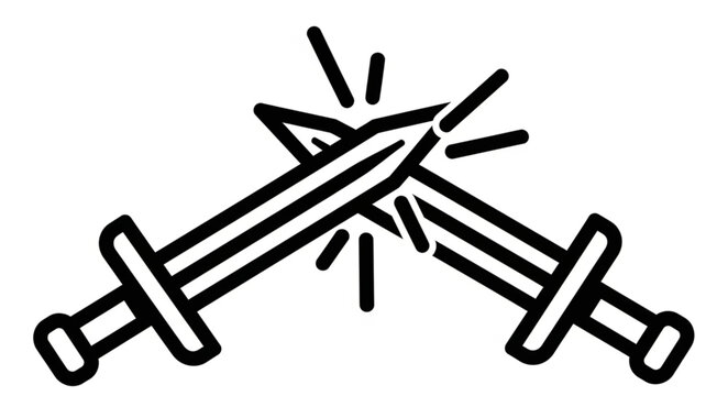 Broken Crossing Swords with Spark Effect
