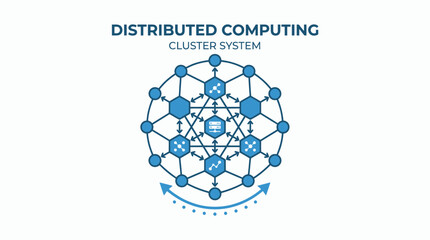 Fototapeta premium Distributed Computing Cluster System Network Abstract Technology