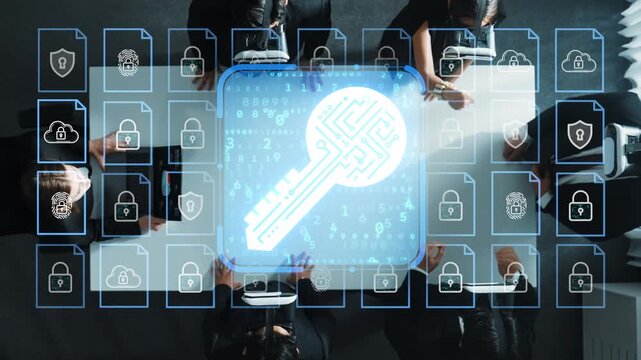 Team Collaborating with Digital Security Concept and Lock Symbols on Documents, Focused on Data Protection, Privacy, and Cybersecurity Solutions. Entropy.