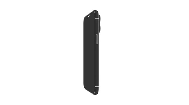 Modern mobile phone side view silhouette with detailed edges