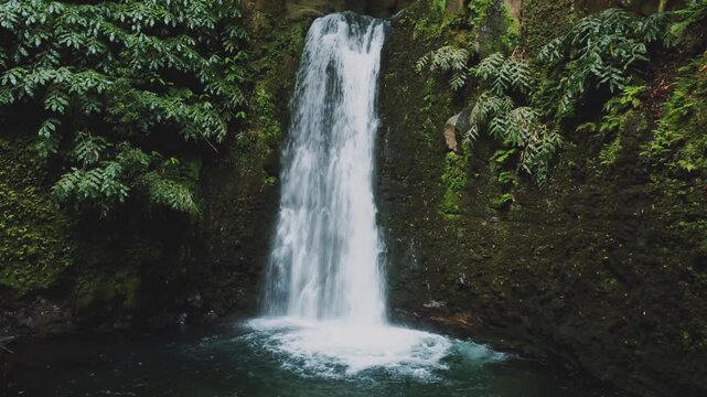 Beautiful salto do prego waterfall in sao miguel, azores