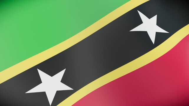 Flowing Saint Kitts and Nevis 3D Flag, Bright Green Screen Corporate Video Background, Seamless Loop Motion Graphics Element