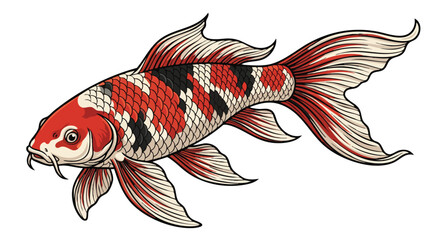 Detailed illustration of a colorful koi fish with intricate patterns © colorshapppy