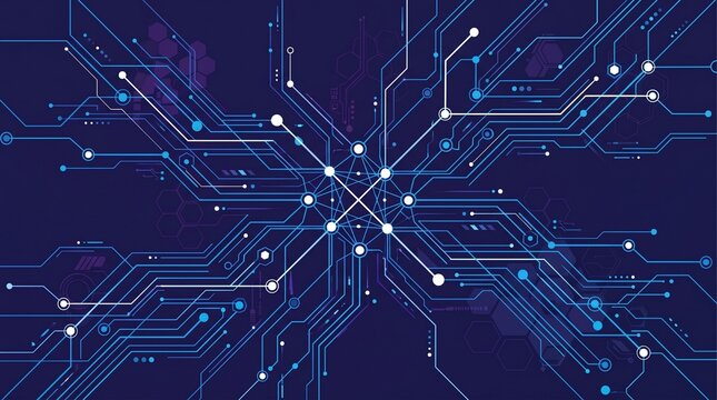 Abstract 2D AI data network connection background