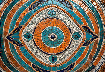Obraz premium Ornate Mosaic Tile Geometric Pattern with Eye Design