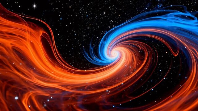 Cosmic swirl of orange and blue energy