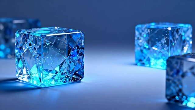 Blue Crystal Cubes on Surface