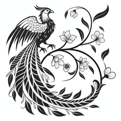 Fototapeta premium Botanical Phoenix Nature Rebirth Vector Illustration