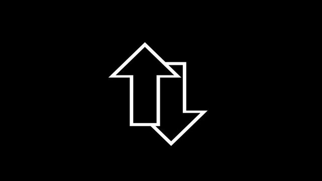 Two Arrows Up Down Black Background Loop Animation Outline Vertical Exchange Transfer Swap Sync Icon