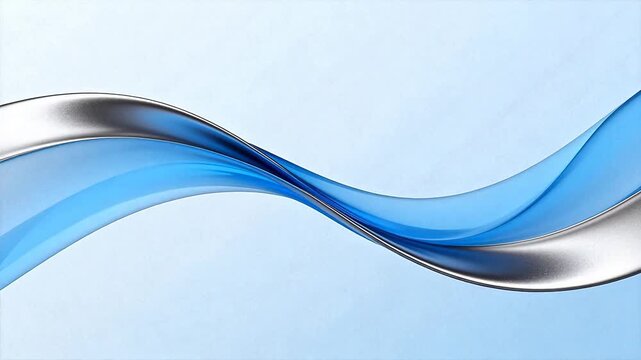 Abstract flowing blue and silver ribbon