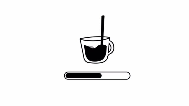 Hand Drawn Coffee Cup Loading Progress Bar Animation 4k video animation seamless loop