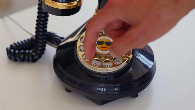 Vintage Disc Rotary Phone Dialing, Calling Back to The 1980s