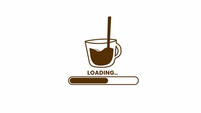 Coffee Cup Loading Bar Progress Animation with Minimalist Design 4k video animation seamless loop