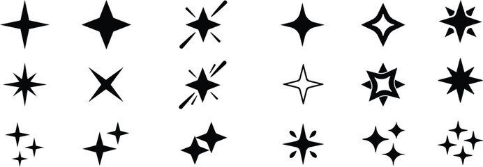 Fototapeta premium Sparkle and Twinkle Star Icons Set