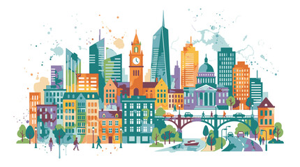 Fototapeta premium City Skyline with Colorful Buildings.