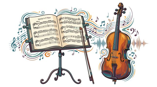 Violin and music sheet stand.