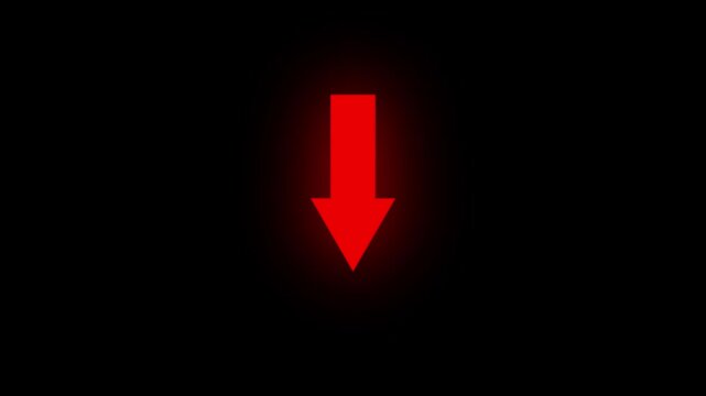 down direction arrow icon animation black background 4k video.