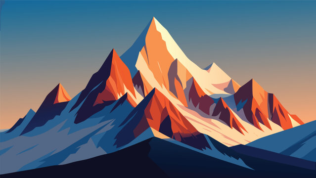 Majestic snowy mountain peaks at sunset with mountain landscape climbing adventure outdoors exploration majestic wilderness panorama altitude mountaineering environment