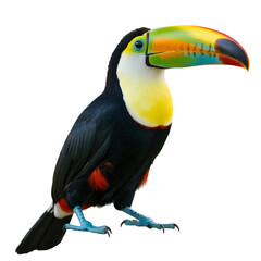 toucan bird portrait vibrant plumage isolated on black background © Fahim