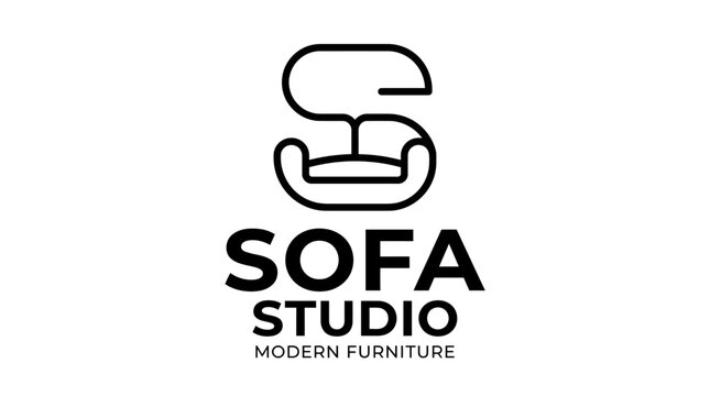 Modern Sofa Furniture Design Studio Logo.