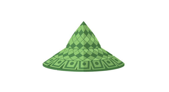 Geometric Green Textured Cone Shape Illustration Vector.