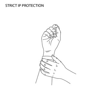 Hands gripping wrist in struggle.