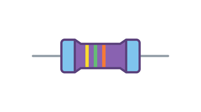 Electronic Resistor Component with Color Bands on White Background