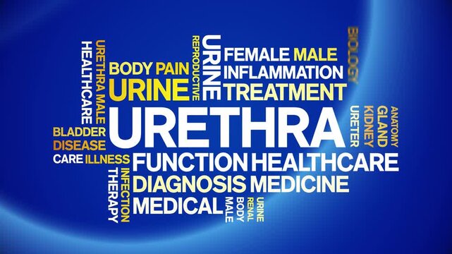 Urethra animated word cloud-text design animation tag kinetic typography seamless loop.