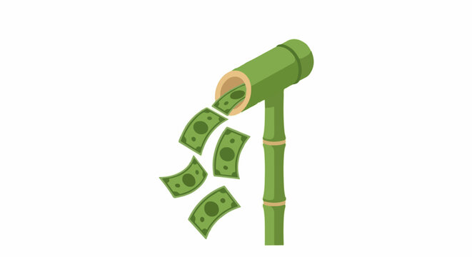 Green bamboo stalk with falling money illustration concept.