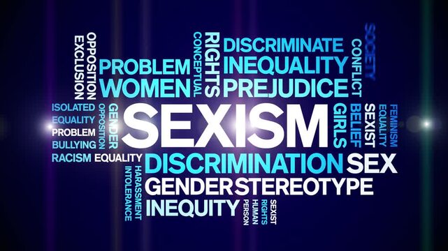 Sexism animated word cloud-text design animation tag kinetic typography seamless loop.