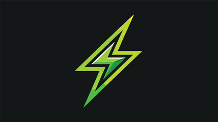 Neon green electric lightning bolt icon isolated on black background with lightning electricity electric discharge abstract contrast illustration creative striking © MAX