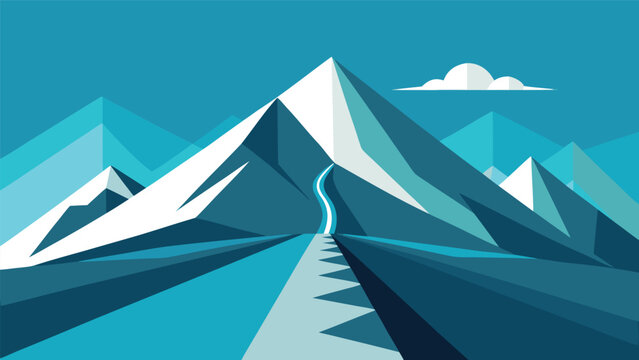 Minimalist geometric winter mountain range landscape with snowy peaks mountain landscape geometric minimalist illustration climbing minimalism background wilderness creative panoramic