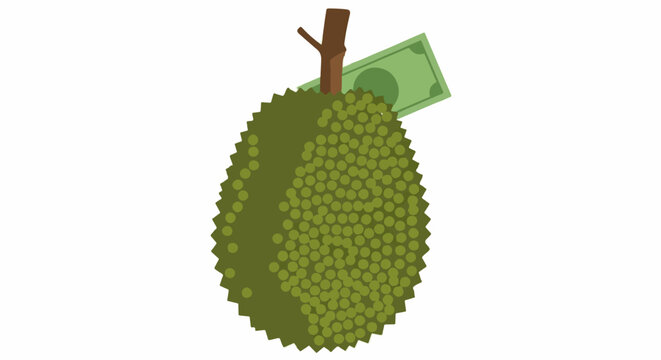 Whole Durian Fruit with Currency Note Attached.