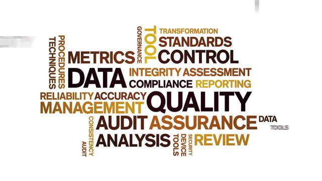 Data Quality animated word cloud-text design animation tag kinetic typography seamless loop.