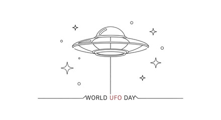UFO Flying Saucer with Stars - World UFO Day Illustration © Mar