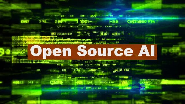 Open Source AI Digital Text Animation over Futuristic